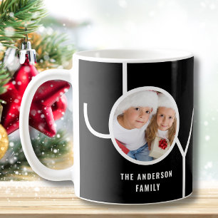 Anpassningsbar Family Helgdag-julfotfoto, svart ka Kaffemugg