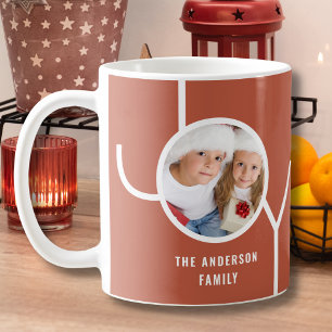 Anpassningsbar Family Helgdag-julfoto Terracotta Kaffemugg