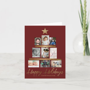 Anpassningsbar Family Julgran-fotoårsgranskning rö Helgkort