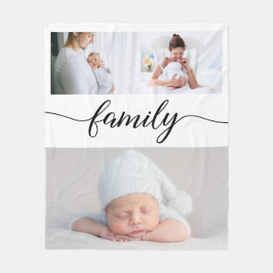 Anpassningsbar Family Modern elegant Script Photo  Fleecefilt