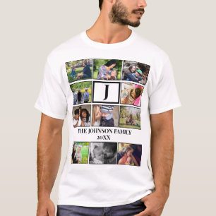 Anpassningsbar Family Monogram 11 Photo Collage T Shirt
