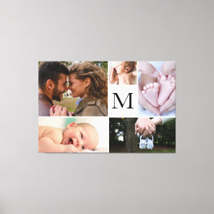 Anpassningsbar Family monogram fotokollage Canvastryck