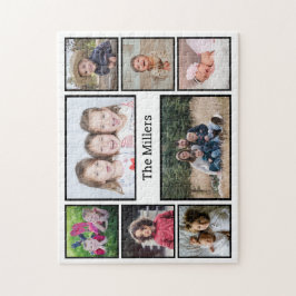 Anpassningsbar Family Namn 8 Photo Collage Pussel