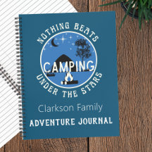Anpassningsbar Family Namn Blue Camping Log | RV J