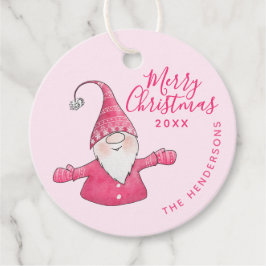 Anpassningsbar Family Namn Cute Gnome Rosa God jul Gåvor Etiketter