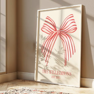 Anpassningsbar Family Namn Est Date Coquette Red B Poster