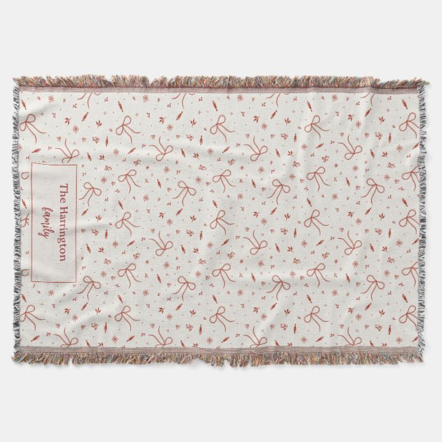 Anpassningsbar Family Namn Festive Coquette Filt (Framsidan)