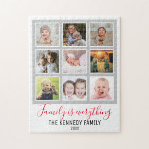 Anpassningsbar Family Namn-fotokollage 9 Pussel