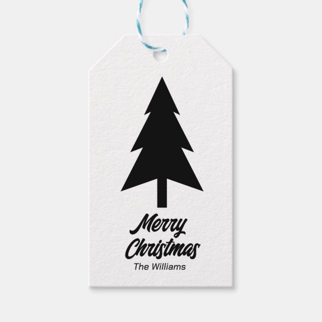 anpassningsbar Family Namn God jul Black White Presentetikett (Framsidan)