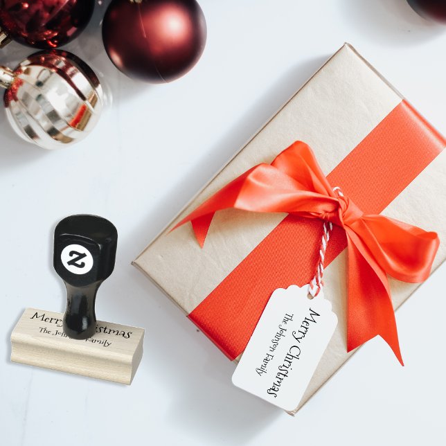 Anpassningsbar Family Namn God jul Glad helg Stämpel (Custom Family Name Merry Christmas Happy Holidays Rubber Stamp)