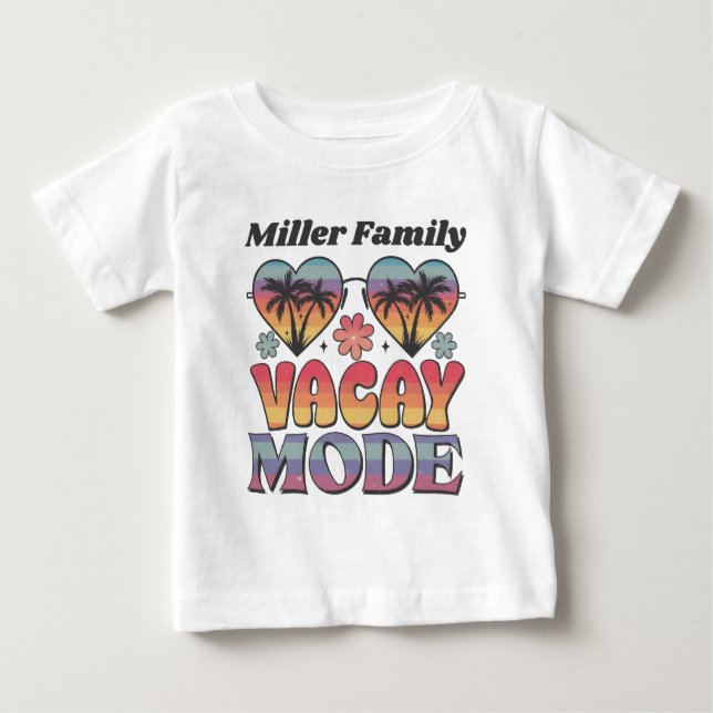 Anpassningsbar Family Namn Groovy Vacay Mode T Shirt (Framsida)