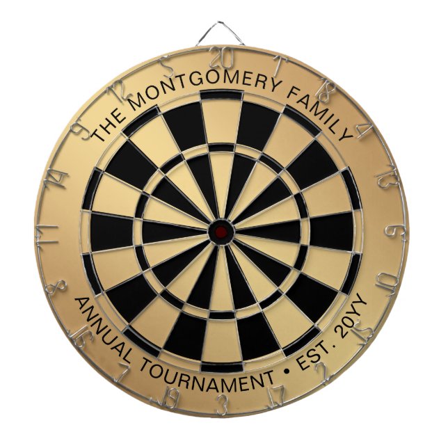 Anpassningsbar Family Namn Guld Black Personlig Darttavla (Framsidan)