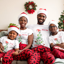 Anpassningsbar Family Namn Julgran Santa T-Shirt