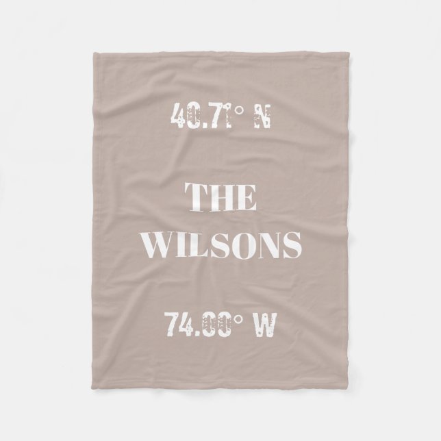 Anpassningsbar Family Namn-koordinater Fleecefilt (Framsidan)