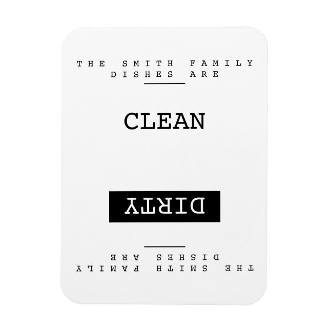 Anpassningsbar Family Namn-mall Clean Dirty Dishwa Magnet (Vertikal)