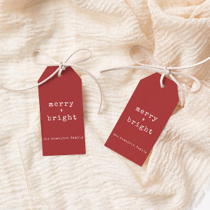 Anpassningsbar Family Namn Merry + Bright Jul Presentetikett