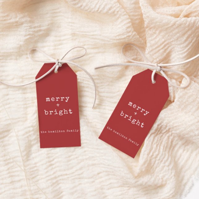 Anpassningsbar Family Namn Merry + Bright Jul Presentetikett (Skapare uppladdad)