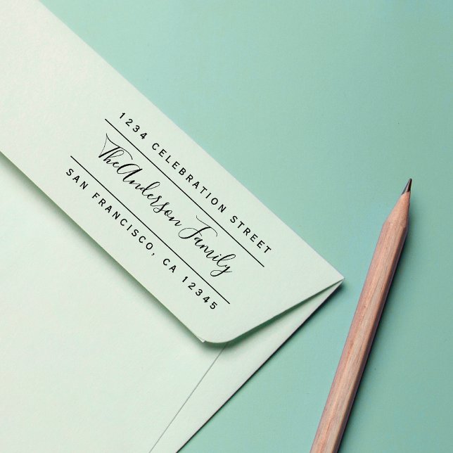 Anpassningsbar Family Namn | Modern Returadress Stämpel (Skapare uppladdad)