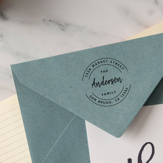 Anpassningsbar Family Namn | Modern Returadress Stämpel (Skapare uppladdad)