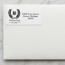 Anpassningsbar Family Namn Monogram-Adressetikette