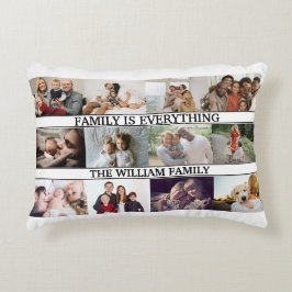 Anpassningsbar Family Namn, monogram och 12 fotoko Prydnadskudde