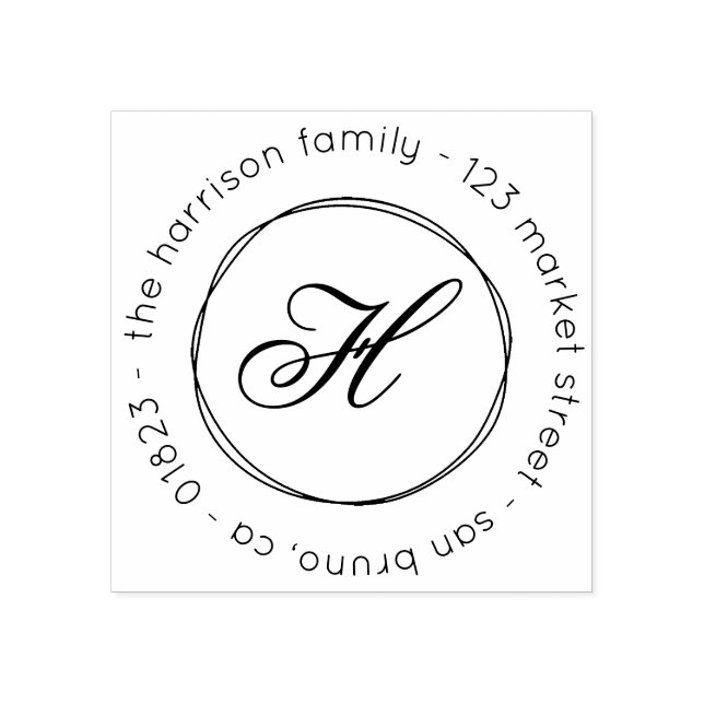 Anpassningsbar Family Namn Monogram Script-Returad Stämpel (Tryck)