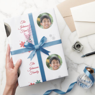 Anpassningsbar Family Namn och 5 Photo Collage Pet Presentpapper