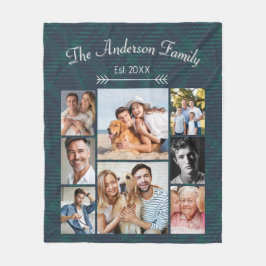 Anpassningsbar Family Namn och Photo Collage Fleecefilt