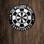 Anpassningsbar Family Namn Personlig Black White Darttavla<br><div class="desc">Lägg till din familj namn och skapa din personlig familj namn ritbord. Klicka på Knappen PERSONALIZE om du vill ändra texten färg eller på färgerna.</div>