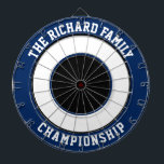 Anpassningsbar Family Namn Personlig Blue Dartboar Darttavla<br><div class="desc">Blått ritbord av typen anpassningsbar Family Namn Personlig Lägg till en familj namn och skapa enkelt ritbordet namn i personligen. Klicka på ANPASSA om du vill ändra texten färg eller på färgerna. Du kan ÖVERFÖRA DESIGN på andra Zazzle-produkter och justera den så att den passar de flesta Zazzle-objekt. StandardStudio-design görs...</div>