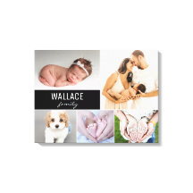 Anpassningsbar Family Namn Photo Collage Kanvastry