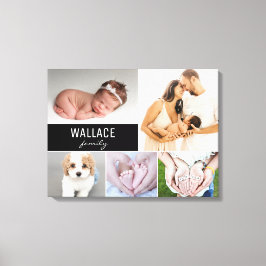 Anpassningsbar Family Namn Photo Collage Kanvastry Canvastryck