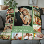Anpassningsbar Family Namn Photo Collage Modern Gi Fleecefilt<br><div class="desc">Den här vackra,  personlig moderna familjen Keepsakes grönt fleece filte är ett trendig Instagram-fotokollage med ditt personliga budskap och namn i elfenben. Perfekt att minnas dessa speciella dagar som ett bröllop,  ett barns födelse eller familjeåterförening samt en underbar helgdag- eller julklapp till mamma,  pappa eller mor- och farföräldrar.</div>