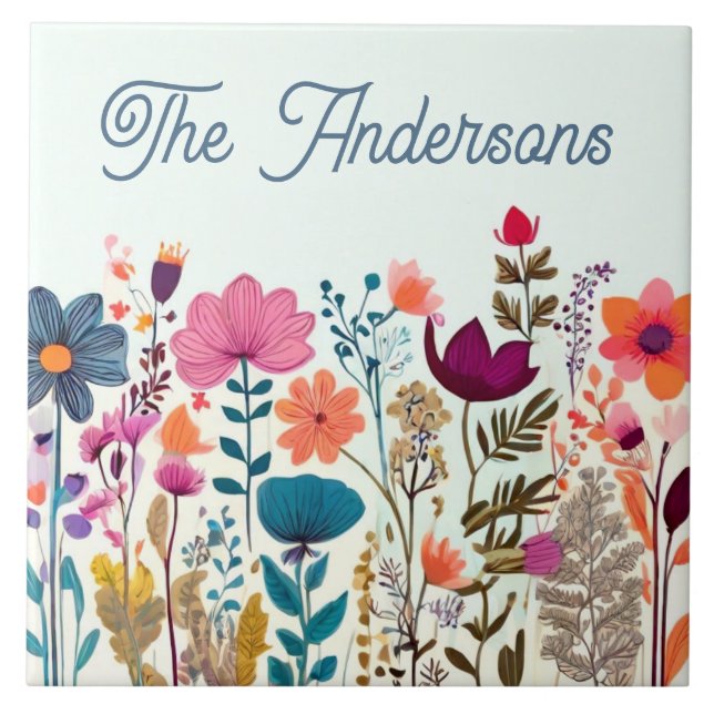 Anpassningsbar Family Namn Plattform, skylt Wildbl Kakelplatta (Framsidan)