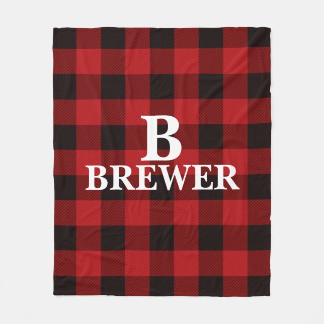 Anpassningsbar Family Namn Red Tartan Fleece Blank (Framsidan)