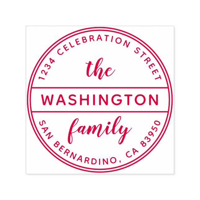 Anpassningsbar Family Namn Round-Returadress Självfärgande Stämpel (Design)