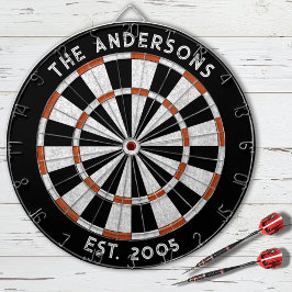 Anpassningsbar Family Namn Rustic Black White Dart Darttavla