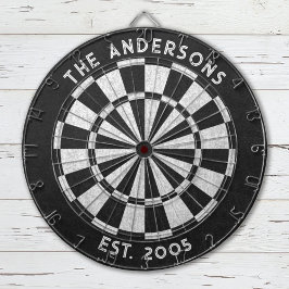 Anpassningsbar Family Namn Rustic Black White Dart Darttavla