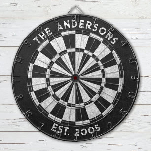 Anpassningsbar Family Namn Rustic Black White Dart Darttavla