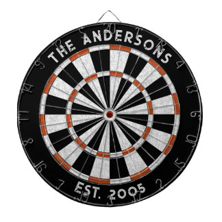Anpassningsbar Family Namn Rustic Black White Dart Darttavla