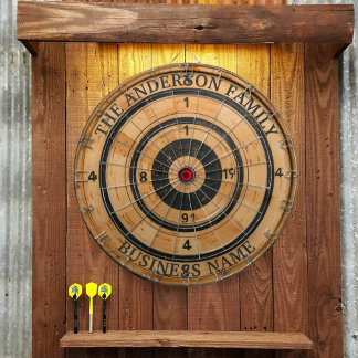 Anpassningsbar Family Namn Rustic Dartboard Darttavla