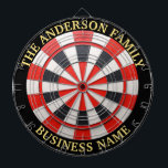 Anpassningsbar Family Namn Rustic Dartboard Darttavla<br><div class="desc">Ett ritbord är ett populärt fritids- och tävlingsspel som ger roligt för spelare i alla åldrar och färdighetsnivåer. Normalt tillverkade av sisalfibrer, kork eller elektroniska komponenter är ritytor designade för att motstå påverkan av mörtar samtidigt som de erbjuder exakta bedömningszoner. Standardritytorna har en cirkelformad design med numrerade sektioner och en...</div>