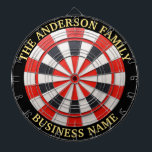 Anpassningsbar Family Namn Rustic Dartboard Darttavla<br><div class="desc">Ett ritbord är ett populärt fritids- och tävlingsspel som ger roligt för spelare i alla åldrar och färdighetsnivåer. Normalt tillverkade av sisalfibrer, kork eller elektroniska komponenter är ritytor designade för att motstå påverkan av mörtar samtidigt som de erbjuder exakta bedömningszoner. Standardritytorna har en cirkelformad design med numrerade sektioner och en...</div>