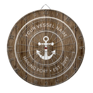 Anpassningsbar Family Namn Rustic Wood Nautical An Darttavla