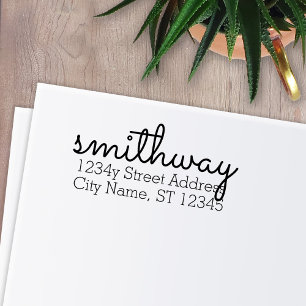 Anpassningsbar Family Namn Sacramento font Returad Självfärgande Stämpel