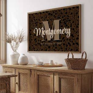 Anpassningsbar Family Namn Sign Newlyweds Gift Ide Poster