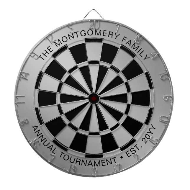 Anpassningsbar Family Namn Silver Black Personlig Darttavla (Framsidan)