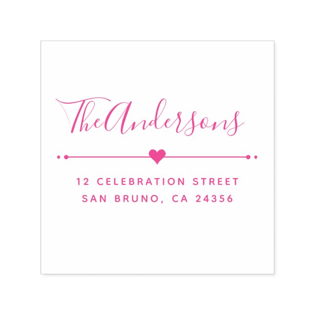 Anpassningsbar Family Namn-skript och Returadress  Självfärgande Stämpel (Design)