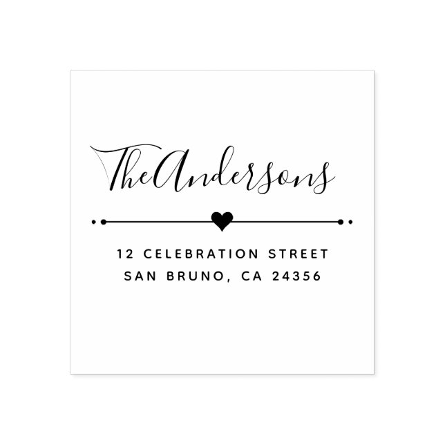 Anpassningsbar Family Namn-skript och Returadress- Stämpel (Tryck)