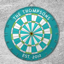 Anpassningsbar Family Namn Teal Blue White Dartboa Darttavla